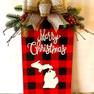 Hand painted Farmhouse Michigan Door Tag